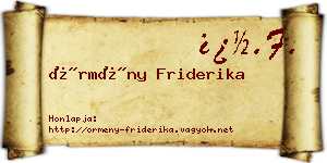 Örmény Friderika névjegykártya
